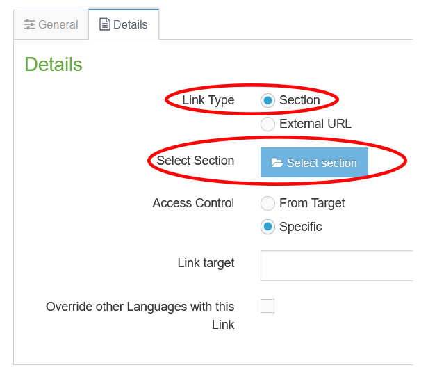 link section 11 - select section