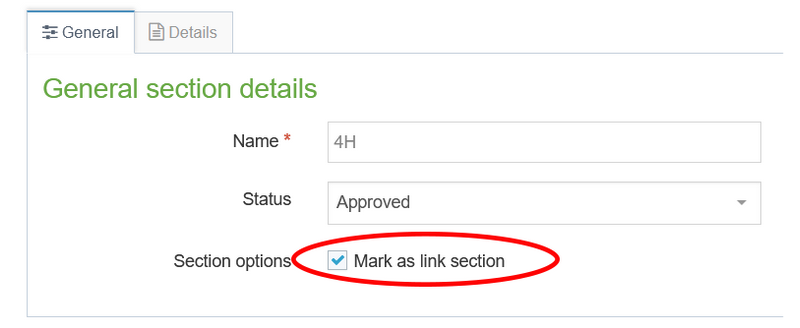 Mark as link section