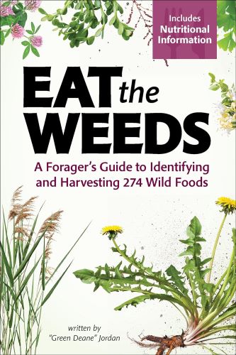 Eat the Weeds book cover with an illustration of a dandelion weed with flowers.