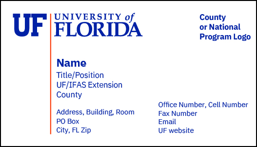 Sample of a UF/IFAS Extension Business Card.