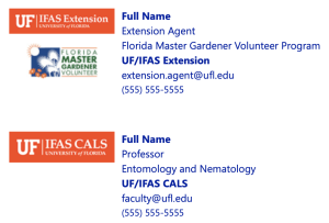 Sample files generated by the UF/IFAS Email Signature Generator.
