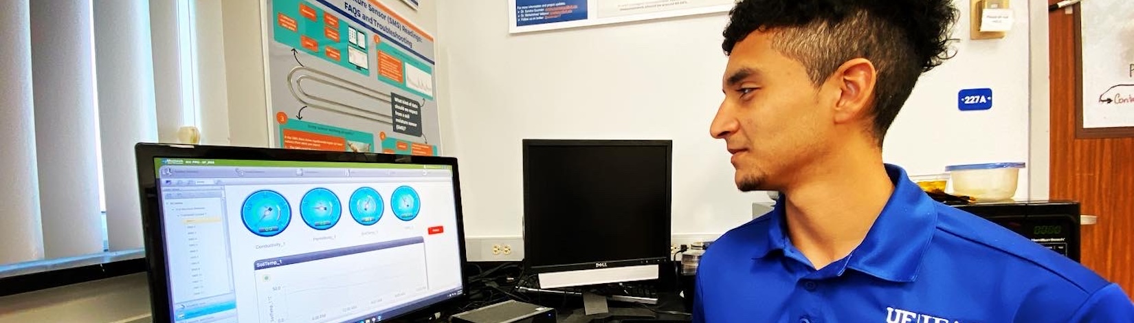 Graduate student Eduart Murcia works with a computer algorithm