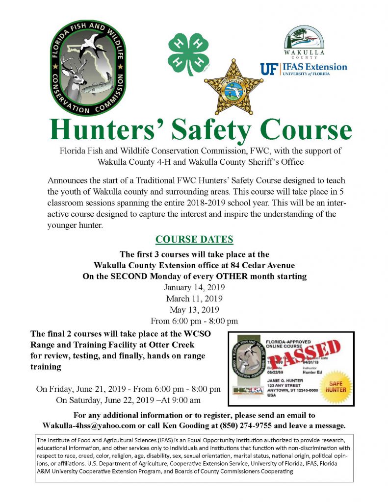 Hunters' Safety Course - UF/IFAS Extension Jefferson County