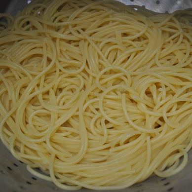 drained spaghetti