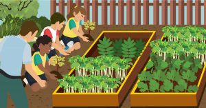 cartoon version of youth and raised beds