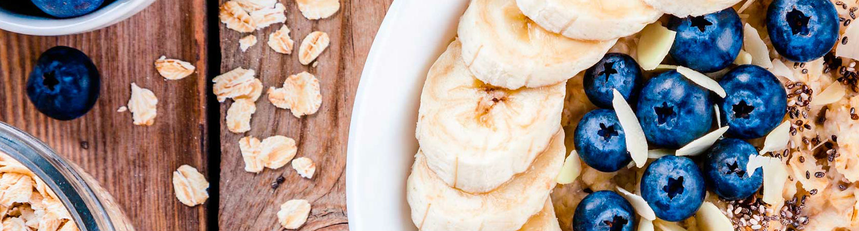 bananas and blueberries on cereal
