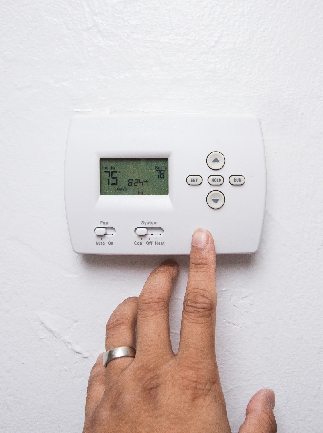 Control humidity with central air conditioning, set thermostat 80-85°F.