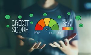 Excellent credit score with young man in the night