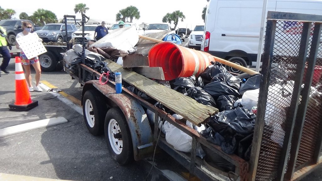 a pile of trash all collected from Cedar Key' shorelines
