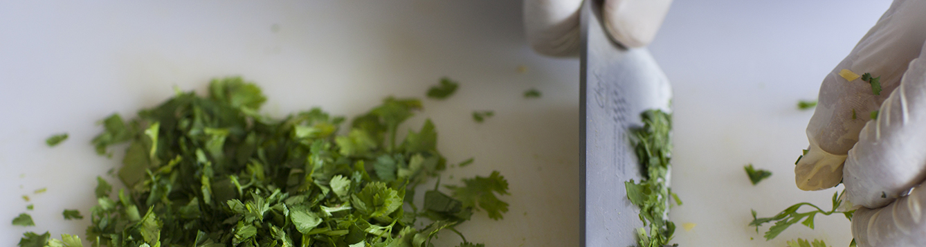 chopping herbs