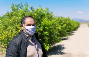 man wearing face covering in grove