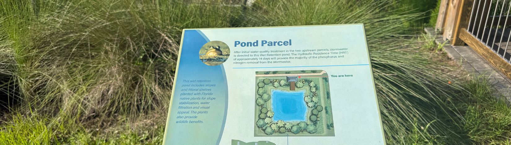 Interpretive sign for the stormwater pond parcel at the Ripple project.