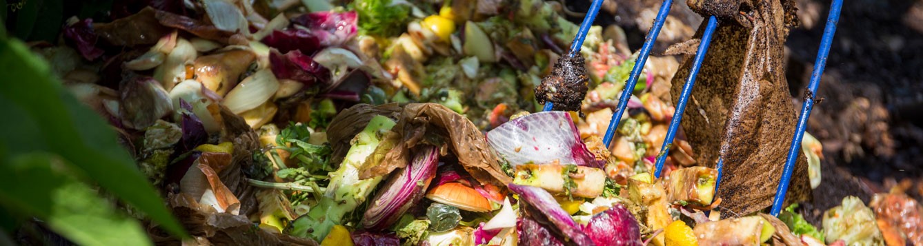 Compost with pitchfork
