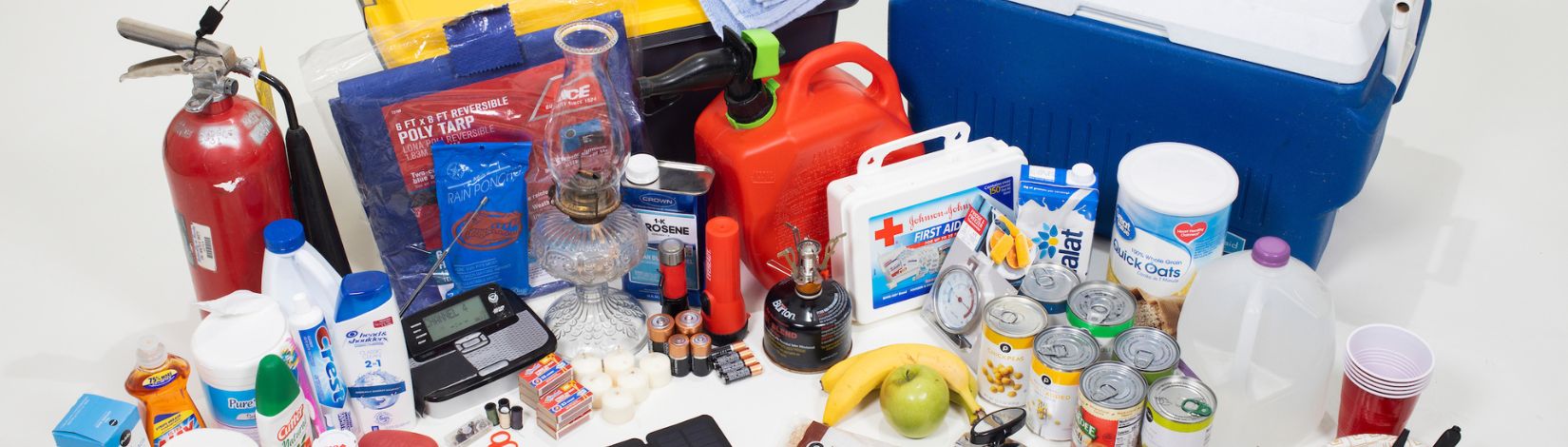Hurricane preparedness kit and contents.