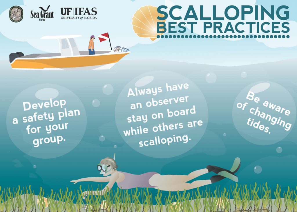 A boat and text describing Scalloping Best Practices