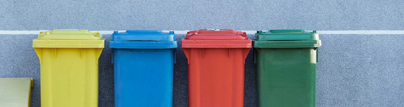 Recycling bins on a street