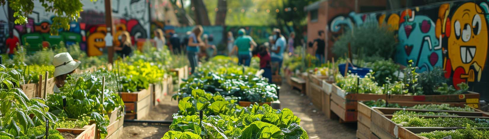 photo of people in an urban food garden