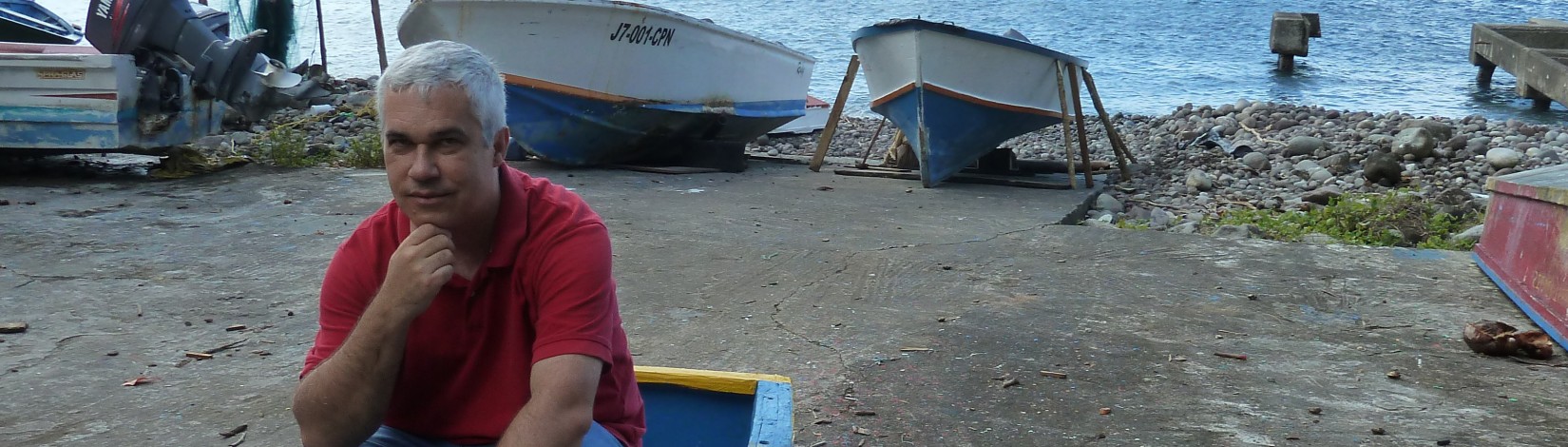 UF Distinguished Professor Kai Lorenzen sits on a boat in Dominica. Photo: Courtesy UF/IFAS