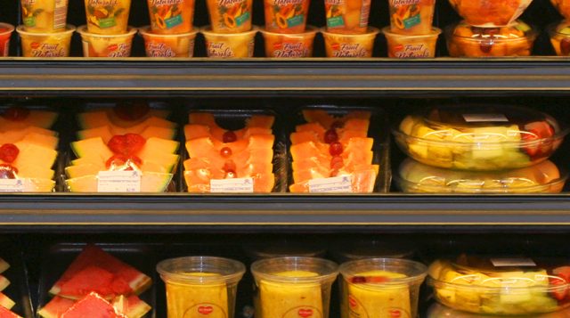A depiction of the different packaging and processing of fresh fruit now available in US grocery stores