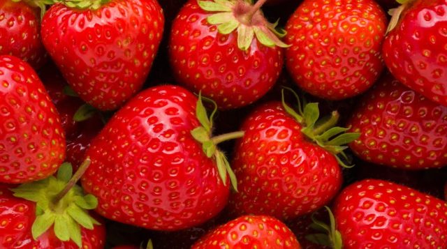 A bunch of red strawberries