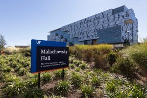 Florida Friendly Landscaping (FFL) and signage at Malachowsky Hall. UF/IFAS photo by Tyler Jones