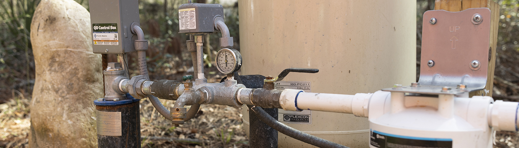 Well system with tank. Photo taken 02-08-23.