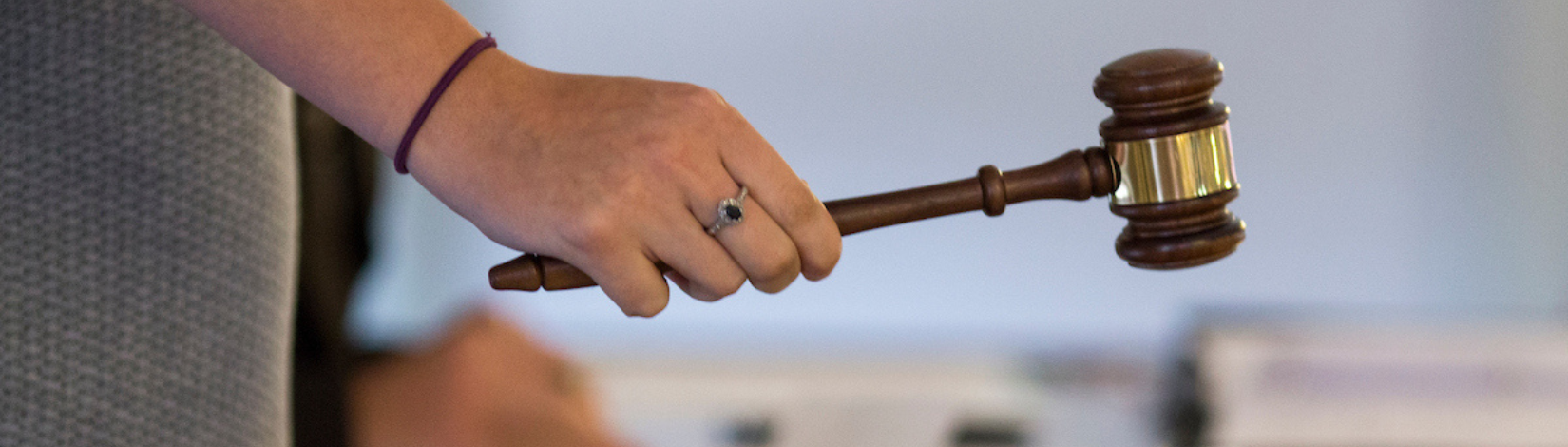 A gavel being struck.