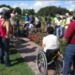 demonstration in garden with people