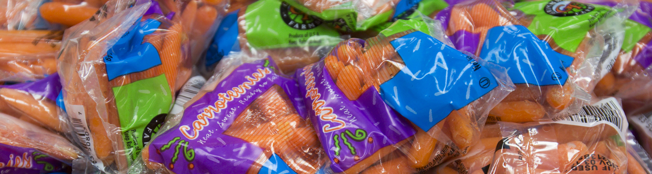 Packages of carrots in a school cafeteria. Photo taken 10-19-16.