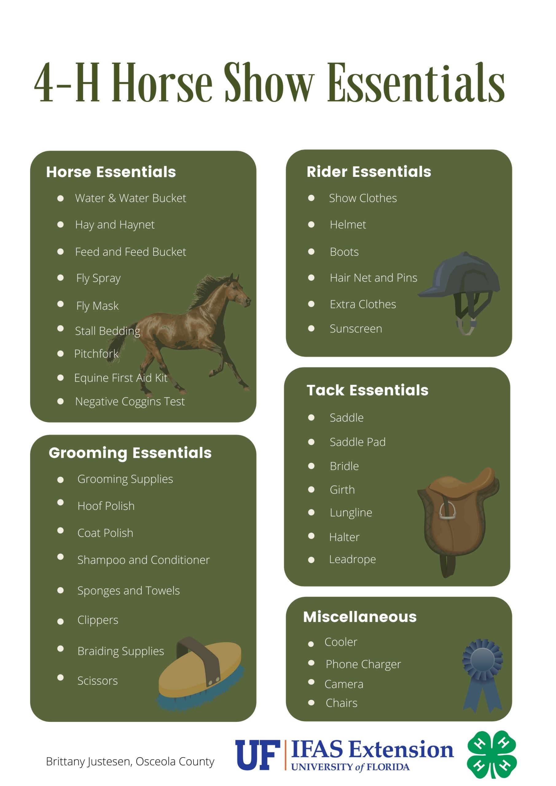 4H Horse Show Essentials Checklist UF/IFAS Extension Osceola County