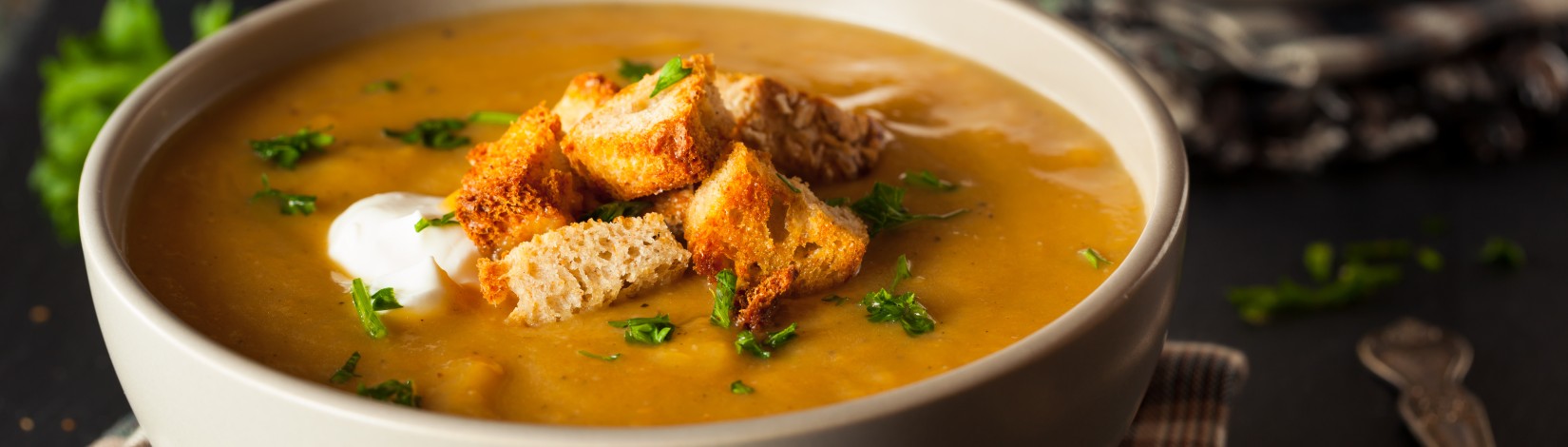 Homemade Hot Butternut Squash Soup.