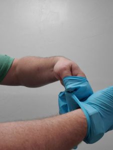 Clean inner gloves removed with sterile technique offer more protection