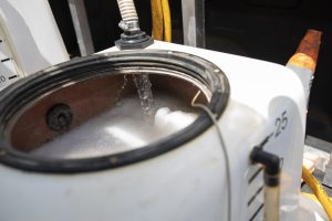 Pesticide tank with chemicals being mixed