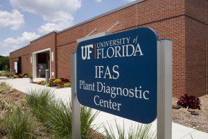 photo of sign in front of the UF/IFAS Plant Diagnostic Center