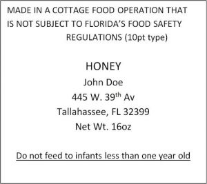 Minimum Requirements for a Cottage Food Label Photo Credits Gentry UF