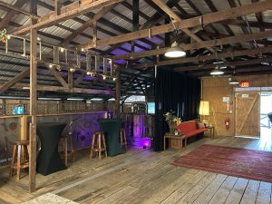 interior of restored barn for hosting guests
