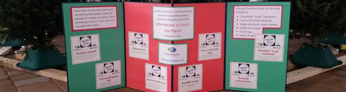 signage explaining about items that can be used instead of single-use plastics