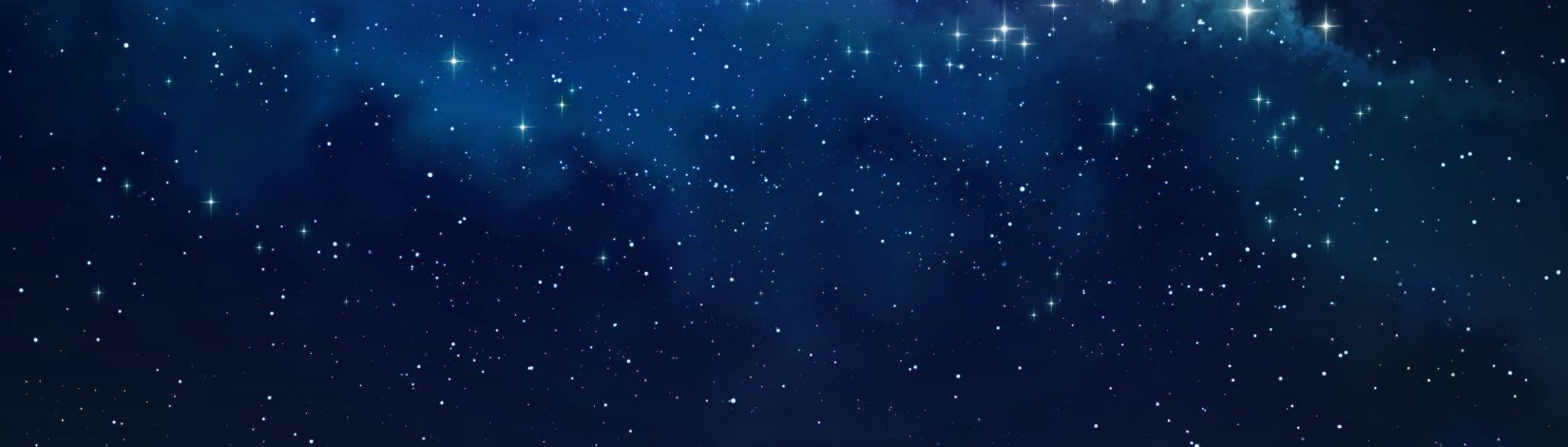 Dark blue and purple space scene with twinkling starts.