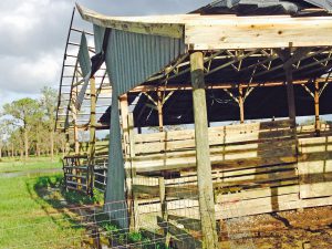 A Sarasota County barn shows storm-related damages.