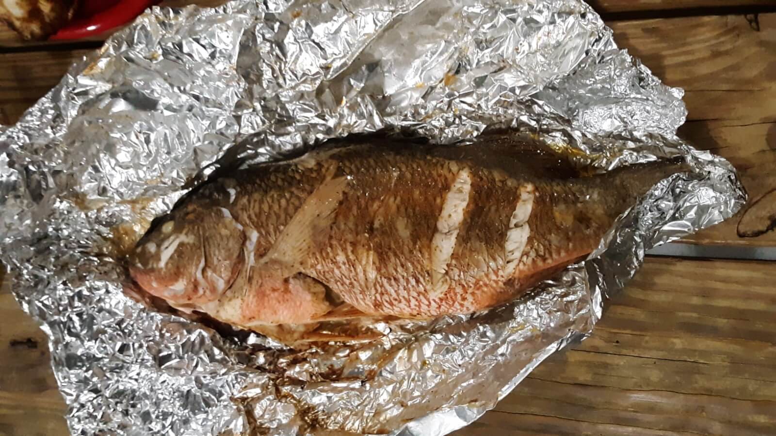grilled whole fish in foil