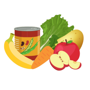 Beans, fruits, and vegetables