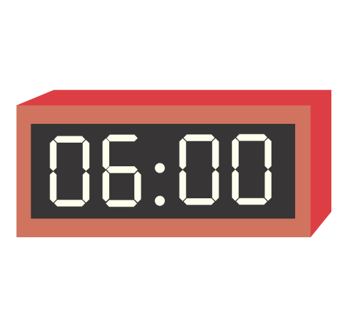 Alarm with 6:00 am displayed