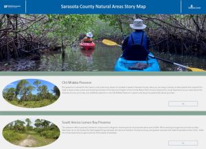 A screenshot of the Sarasota County Natural Areas Story Map web application homepage.