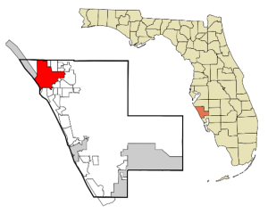 State map of florida that has an inset of Sarasota County.