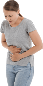 a woman grimaces as she holds her aching stomach. [credit: pixabay.com, anastasia gepp]