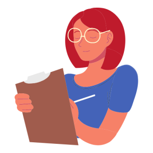 Woman citizen scientist writing on her clipboard