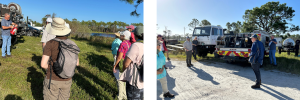 An image of students learning about the equipment used to conduct prescribed fires.