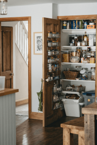 a look inside a typical home food pantry, showing an array of food items and other products. [credit: unsplash, annie spratt]
