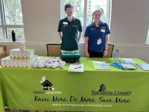 uf/ifas extension sarasota county sustainability team members pose for a photo at an energy upgrade display. [credit: uf/ifas extension sarasota county]