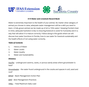 Screenshot of water record book Word document